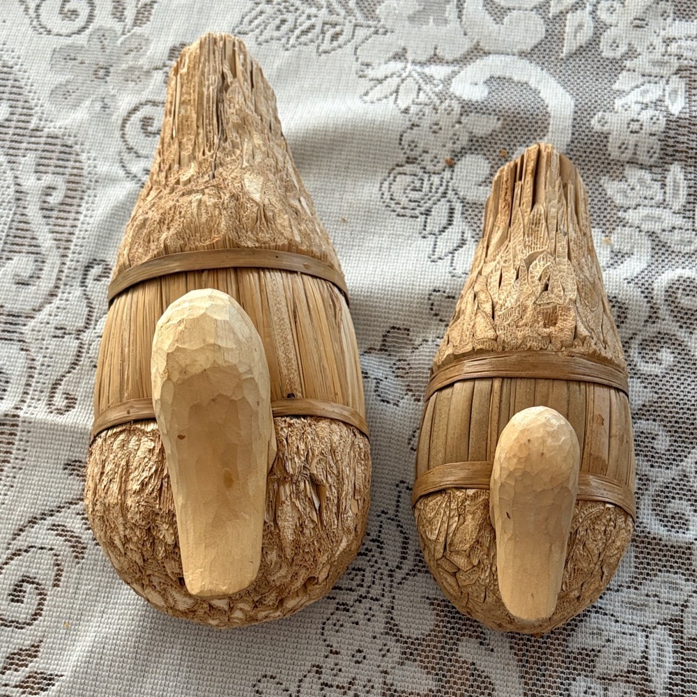 Rustic Wooden Duck Figurines